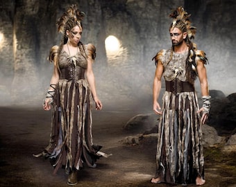 Disfraz de pareja para LARP, disfraz de vikingo, disfraz de bárbaro, cosplay de vikingo, disfraz medieval, disfraz de guerrero, disfraz de páramo