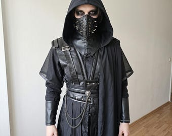 Unisex Mo Ran Cosplay Costume, Wuxia Black Robe, Chinese Fantasy Warrior Costume, Dark Anime Cosplay, Hooded LARP Outfit, Gothic Costume