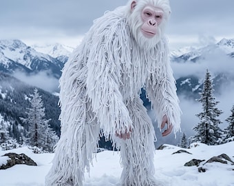 Conjunto de disfraz de Yeti, disfraz de Abominable Hombre de las Nieves, máscara de mono blanco, chaqueta y pantalones, cosplay de monstruo de nieve para Halloween, traje de Ghillie de criatura