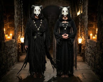 Disfraz de cabra de brujo para pareja, disfraz de larp, ​​máscara de cabra, médico de la peste, cosplay larp, ​​cosplay vikingo, disfraz medieval, disfraz de demonio