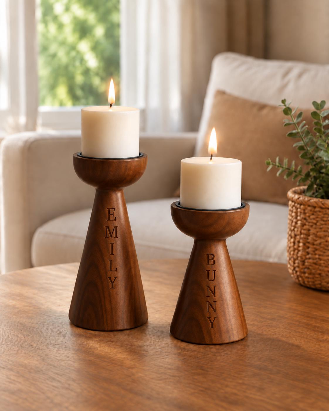 Stumpenkerzenhalter holz
