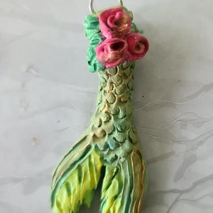 Mermaid Tail Roses Pendant Polymer Clay Jewelry