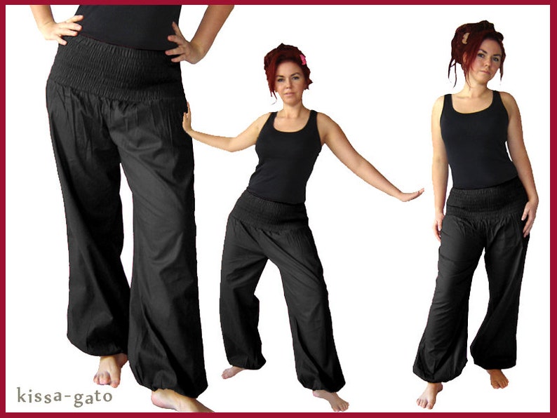 Harem pants, pump pants, yoga pants, harem pants, Aladdin pants, kissagato various colors Black