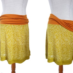 Viscose skirt skirt DOTTI mustard yellow olive orange kissagato stretch skirt top blockprint variable length S M L XL image 4