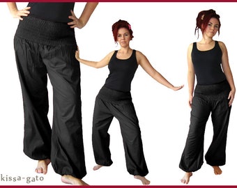Baggy pants, harem pants, yoga pants, black, Kissagato