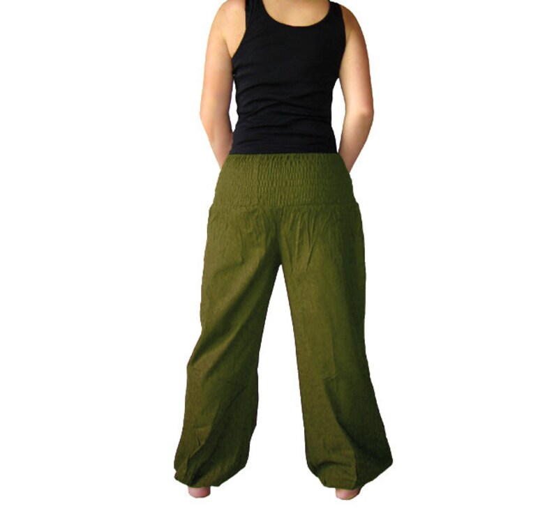 Pluderhose EXTRA LONG Pumphose Yoga Pants army olive kissagato image 4