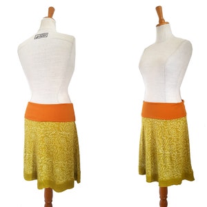 Viscose skirt skirt DOTTI mustard yellow olive orange kissagato stretch skirt top blockprint variable length S M L XL image 3