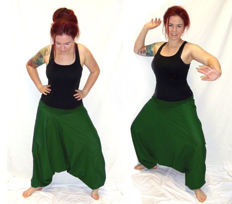 Harem pants Pluderhose Pump pants Sarouelhose Yoga dark green kissagato image 2