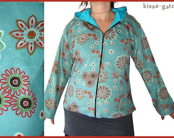 Jacket Jara transition jacket turquoise orange flowers lighter cord kissagato s M