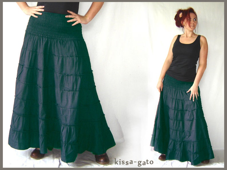 Plate skirt MANU skirt long wide petrol kissagato Maxiskirt floor length image 1