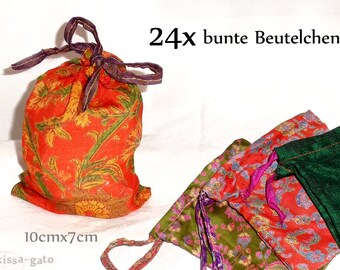 24 Adventskalender Beutelchen Beutel Säckchen aus recycelten Saris S kissagato Upcycling