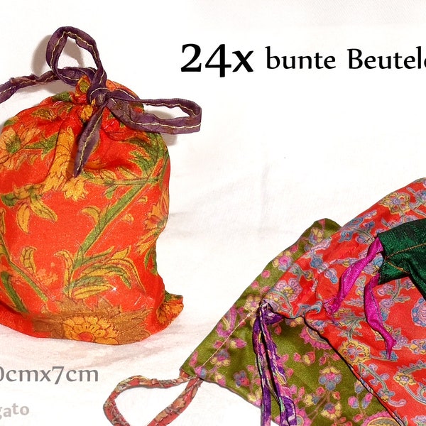 24 Adventskalender Beutelchen Beutel Säckchen aus recycelten Saris S kissagato Upcycling