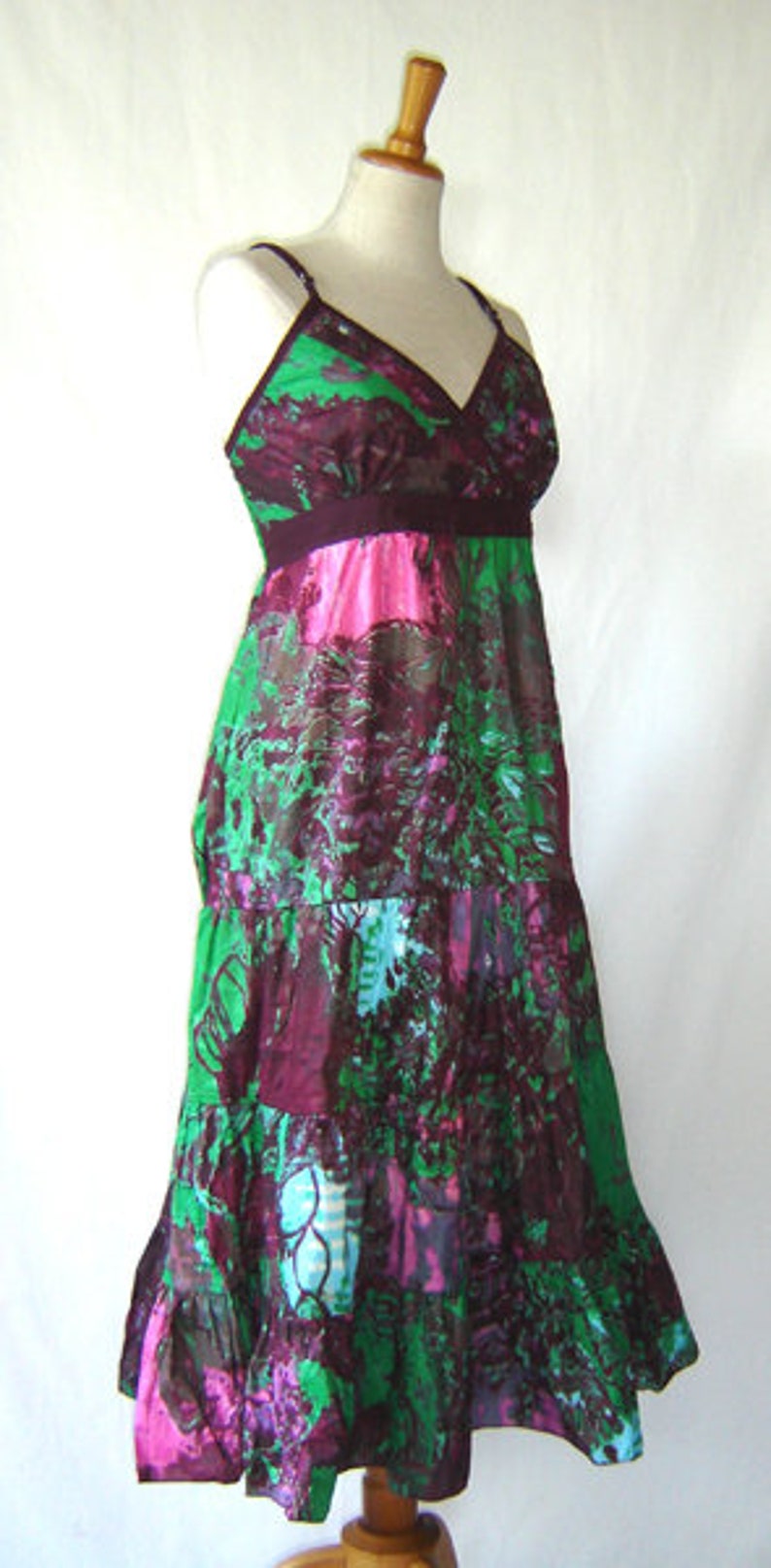 Dress Hilda Summer Dress batik watercolor purple green carrier dress Kissagato lang S M L XL image 3