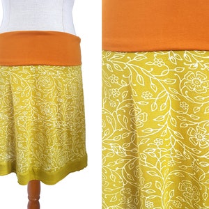Viscose skirt skirt DOTTI mustard yellow olive orange kissagato stretch skirt top blockprint variable length S M L XL image 5