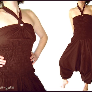 Jumpsuit overall harem trousers sarouel trousers halterneck yoga brown mono kissagato harem trousers