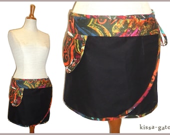 Winding skirt Klettrock Pina skirt mini skirt Acer Ferrari Kissagato pattern Mix Olive Black