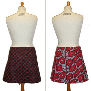 Reversible skirt LISI 37 cm wrap skirt Velcro kissagato black red Skirt M L image 3