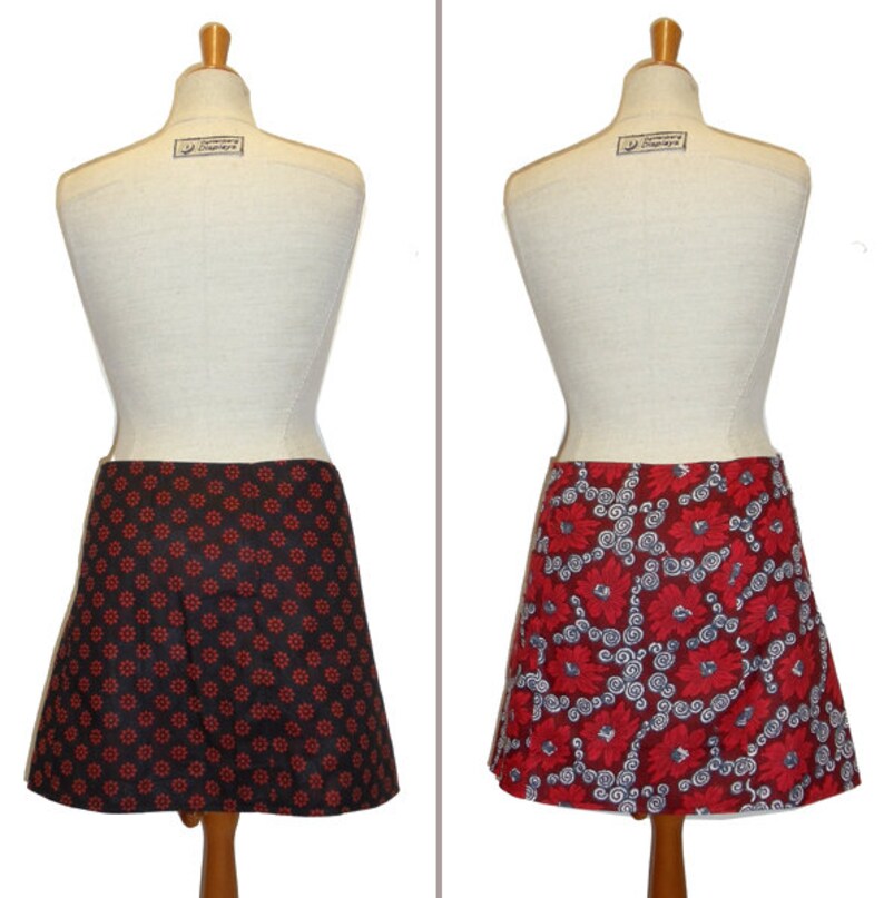 Reversible skirt LISI 37 cm wrap skirt Velcro kissagato black red Skirt M L image 3