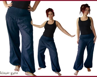 Harem pants, bloomers, yoga pants, dark blue kissagato blue cotton pants, harem pants