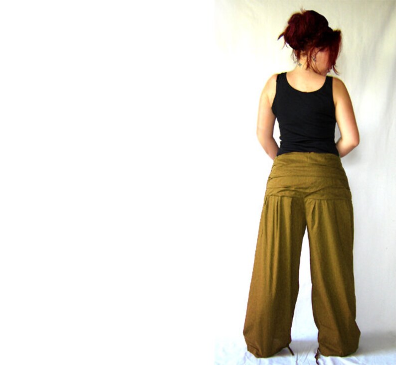 Pleated trousers wide waistband ochre trousers kissagato S M L XL image 4