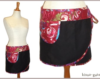 Winding skirt Klettrock Pina Rock mini skirt Acer Ferrari Kissagato pattern mix red colored black