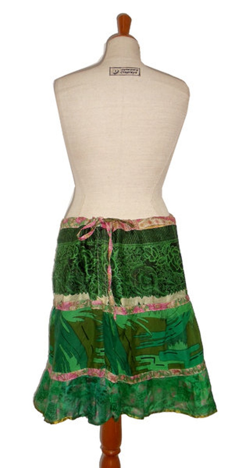 Falda de patchwork GUPPI, falda de panel, falda circular, n.° B3, sari kissagato, reciclaje imagen 4