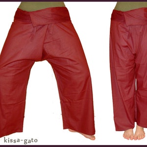 Thai pants Shaolin pants wrap pants fisherman dark red wine red kissagato image 1