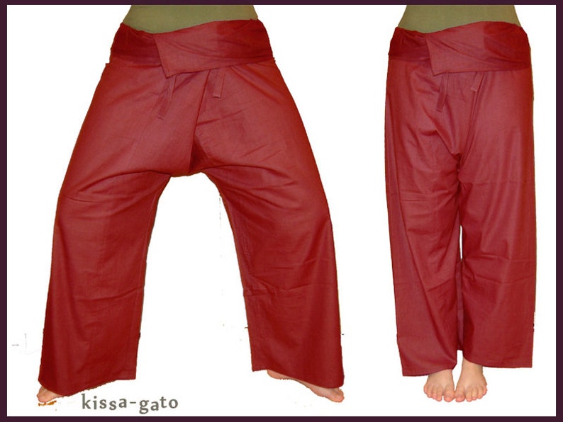 Thai pants Shaolin pants wrap pants fisherman dark red wine red kissagato image 1