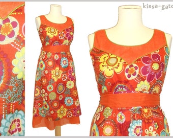 Maxi dress JULA summer dress kissagato dress belt orange flower colorful S M L XL