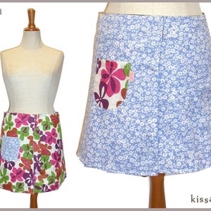 Reversible skirt LISI 37 cm wrap skirt Velcro kissagato skirt light blue colorful S M L image 2