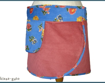 Velcro skirt Cacheur PIKA 73 Cord Velcro wrap skirt skirt kissagato S M L XL blue pink