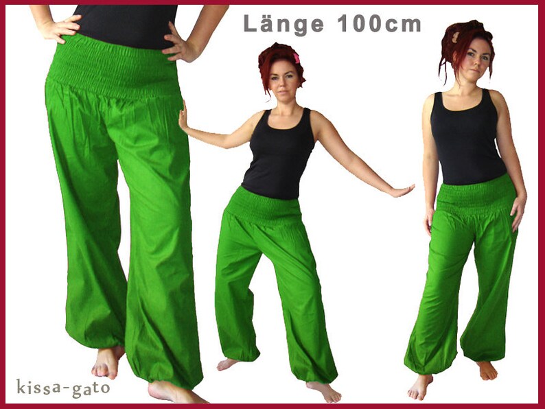 Pluderhose 100 cm Pumphose Yoga Pants apple green kissagato SHORT SIZE image 1