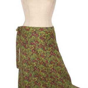 Wrap skirt plate skirt long green olive brown kissagato floor-length wide image 3