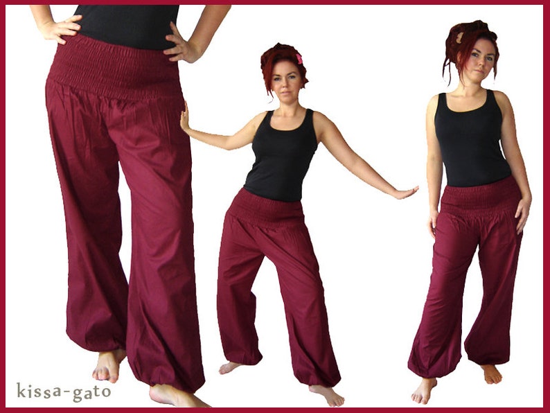 Harem pants, pump pants, yoga pants, harem pants, Aladdin pants, kissagato various colors Brombeer