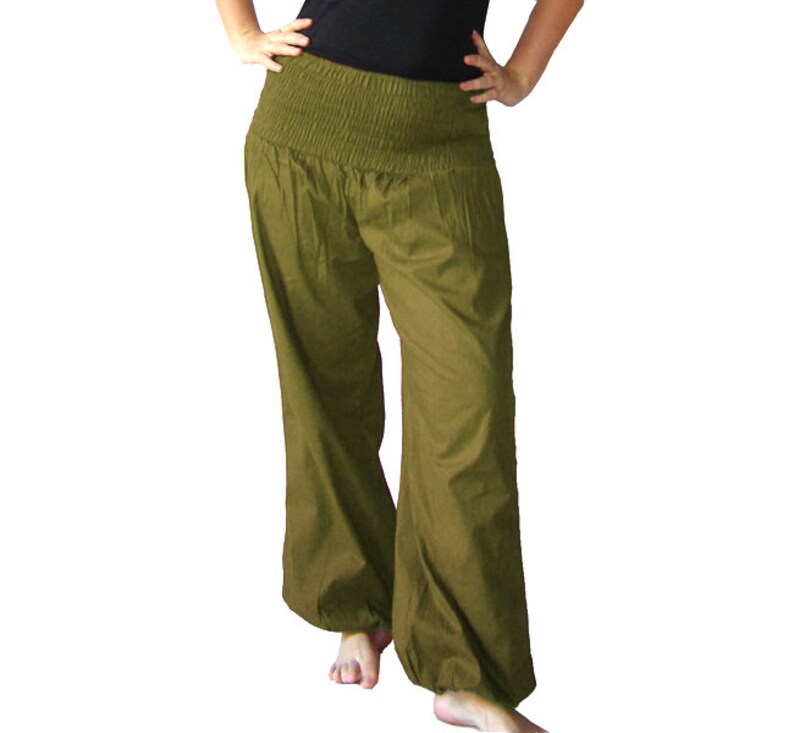 Pluderhose EXTRA LONG Pumphose Yoga Pants army olive kissagato image 2