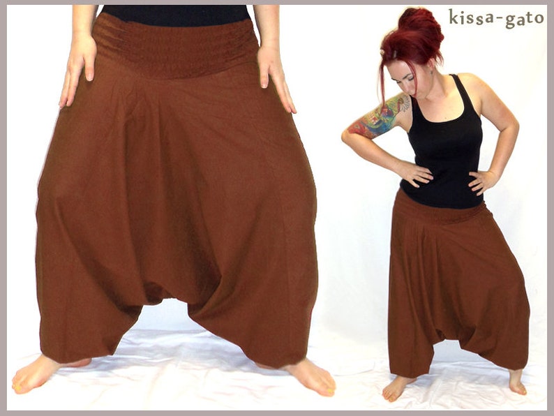 Pluderhose Pumphose Sarouelhose Yoga chocolate brown kissagato image 1