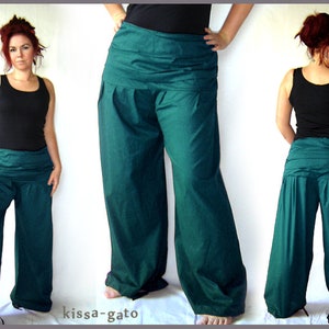 Pleated pants wide waistband petrol pants pump pants kissagato image 1