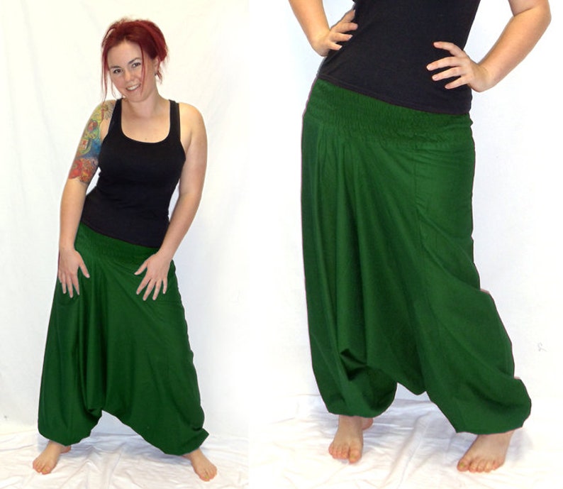 Harem pants Pluderhose Pump pants Sarouelhose Yoga dark green kissagato image 3