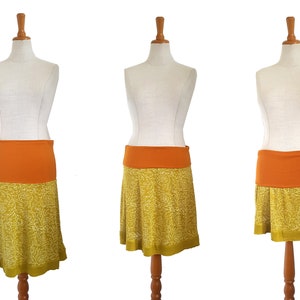 Viscose skirt skirt DOTTI mustard yellow olive orange kissagato stretch skirt top blockprint variable length S M L XL image 2