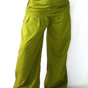 Pleated pants EXTRA LONG wide waistband olive green kissagato pants pump pants S M L XL image 3