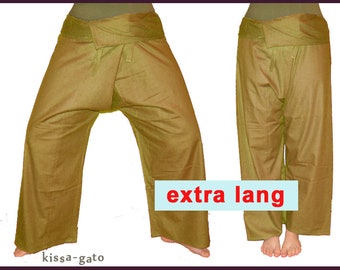 Pantalon thaïlandais Pantalon Shaolin extra long pantalon enveloppant pêcheur ocre kissagato