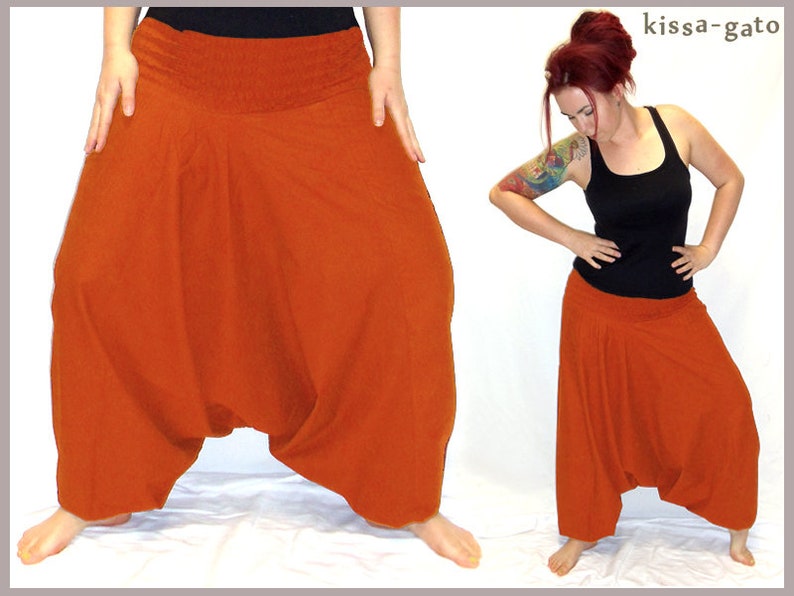 Harem pants Pluderhose Pumphose Sarouelhose Yoga rust orange kissagato image 1