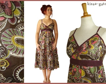 Dress Hilda Summer Dress brown flower BlackBerry carrier dress Kissagato lang S M L XL