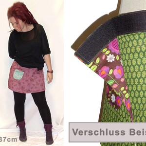 Reversible skirt LISI 37 cm wrap skirt Velcro kissagato skirt purple green S M L image 4