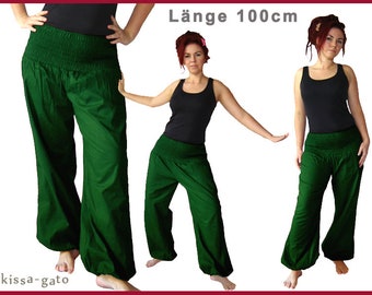 Pluderhose 100 cm Pumphose Yoga Pants dark green green kissagato SHORT SIZE