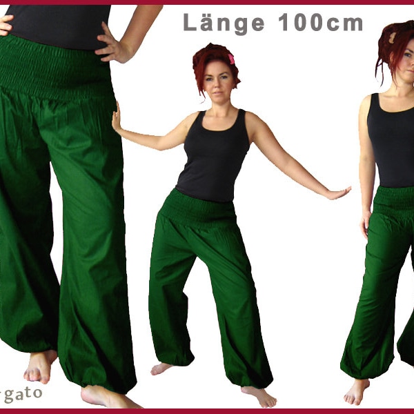 Pluderhose 100 cm Pumphose Yoga Pants dark green green kissagato SHORT SIZE