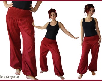 Pluderhose Pumphose Yoga Pants wine red kissagato dark red