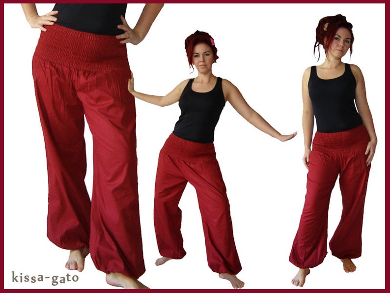 Pluderhose Pumphose Yoga Pants wine red kissagato dark red image 1