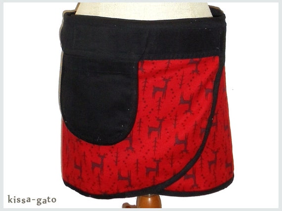 Black corduroy wrap skirt outlet