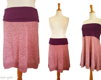 Viscose skirt skirt DOTTI old pink aubergine pink kissagato stretch skirt top blockprint variable length S M L XL